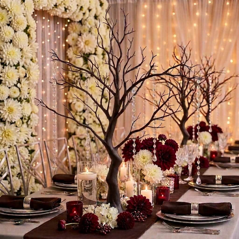 34-inch artificial manzanita tree centerpiece with dangling acrylic bead chains - thumbnail number 3