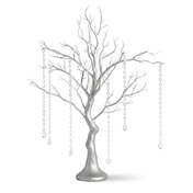 34" artificial metallic silver manzanita tree with hanging acrylic bead chains - thumbnail number 1