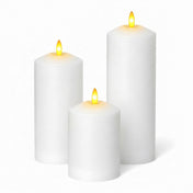 Assorted bullet LED wax candles glowing on white background - thumbnail number 2