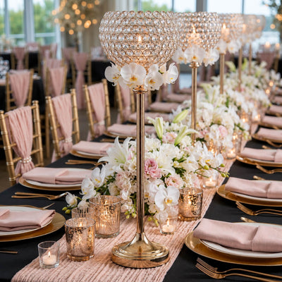 Gold crystal candle holder centerpiece on a table - thumbnail number 4