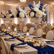 Gold crystal candle holders and floral table centerpieces - thumbnail number 5