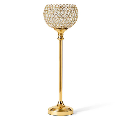 Gold tall crystal goblet candle holder - thumbnail number 1