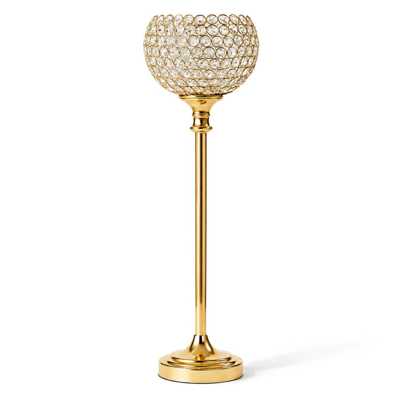 Gold tall crystal goblet candle holder - thumbnail number 1