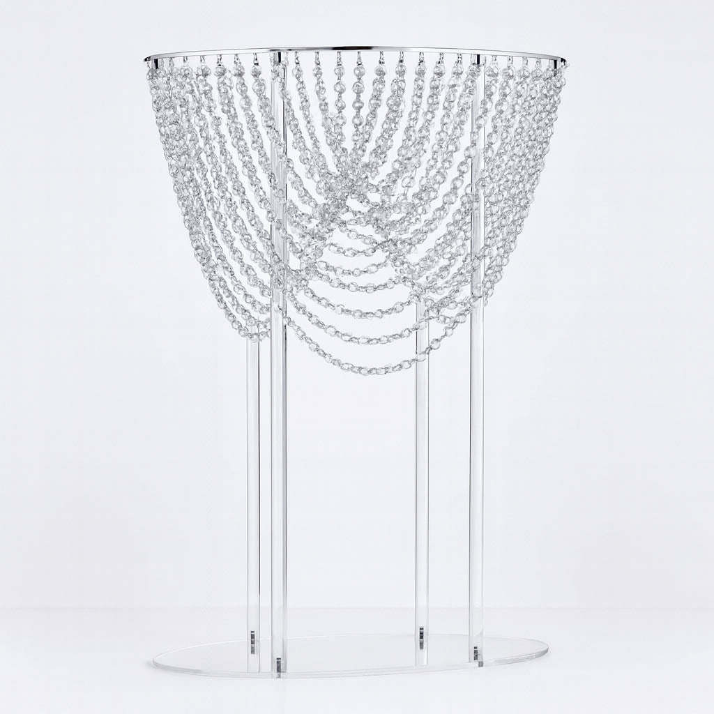 32" Acrylic Wedding Bouquet Pillar Centerpiece – Crystal Chandelier Design Flower Arrangement Stand