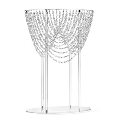 Tall acrylic wedding flower centerpiece stand featuring a crystal chandelier bead design - thumbnail number 1