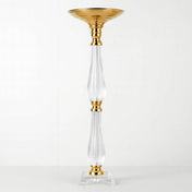 Gold/Clear 24" Acrylic Crystal Pillar Candle Stand – Wedding Flower Bowl Pedestal Table Centerpiece - thumbnail number 1