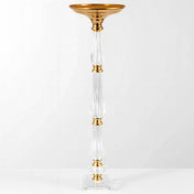 32" Gold/Clear Acrylic Crystal Pillar Candle Stand – Wedding Flower Bowl Pedestal Table Centerpiece - thumbnail number 1