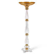 32-inch gold and clear acrylic crystal pillar candle stand pedestal on white background - thumbnail number 1