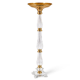 32" Gold/Clear Acrylic Crystal Pillar Candle Stand – Wedding Flower Bowl Pedestal Table Centerpiece