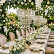 4-Tier Gold Crystal Pendant Table Centerpiece Chandelier 38" – Round Metal Vase Pedestal with Hanging Crystals - thumbnail number 2