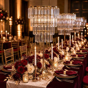 4-Tier Gold Crystal Pendant Table Centerpiece Chandelier 38" – Round Metal Vase Pedestal with Hanging Crystals - thumbnail number 4