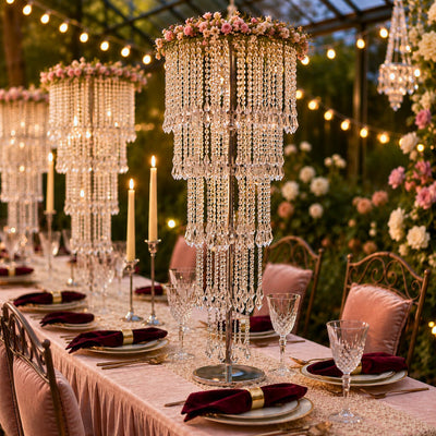 4ft Cascading Crystal Beaded Floral Stand – Waterfall Chandelier Table Centerpiece for Event Décor - thumbnail number 2