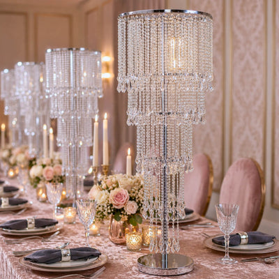 4ft Cascading Crystal Beaded Floral Stand – Waterfall Chandelier Table Centerpiece for Event Décor - thumbnail number 4