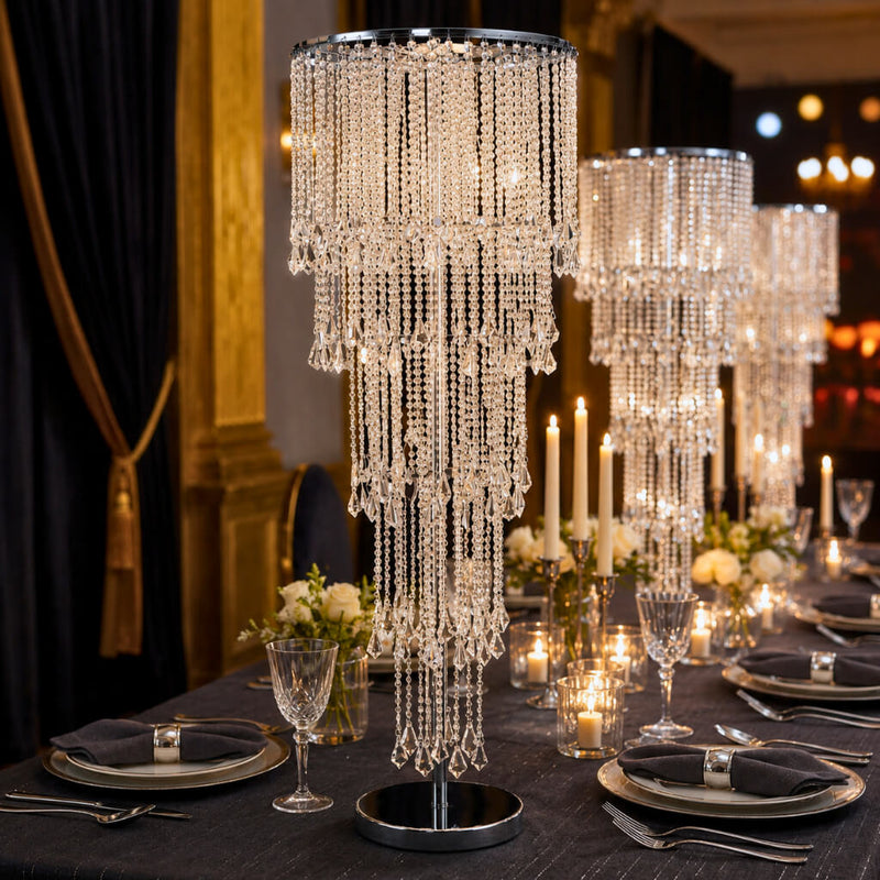 4ft Cascading Crystal Beaded Floral Stand – Waterfall Chandelier Table Centerpiece for Event Décor - thumbnail number 5