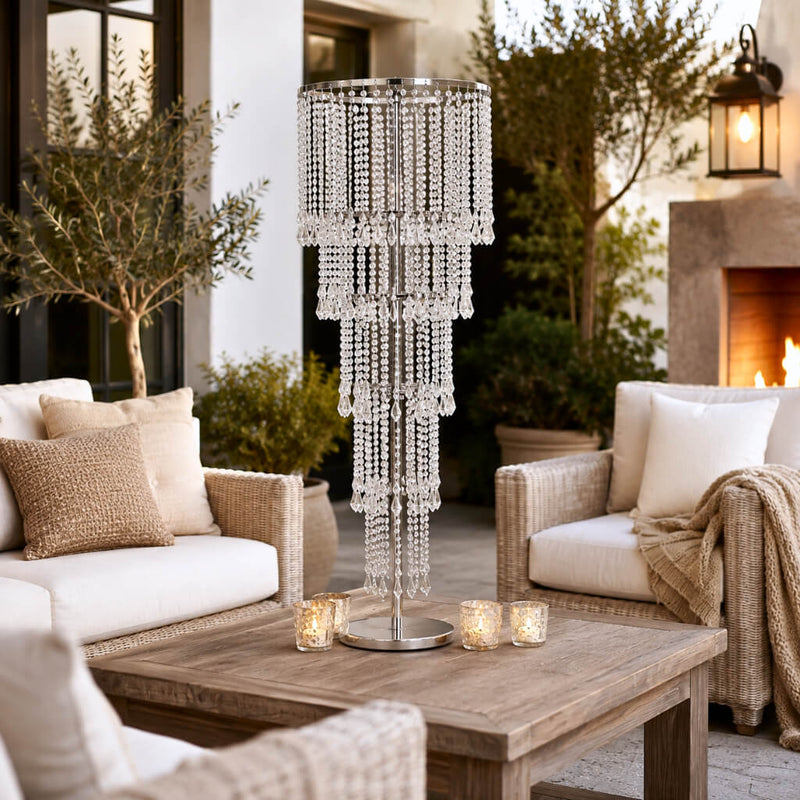 4ft Cascading Crystal Beaded Floral Stand – Waterfall Chandelier Table Centerpiece for Event Décor - thumbnail number 7