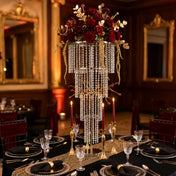 Acrylic Beaded 4-Tier Chandelier Centerpiece – 4ft Round Metal Floral Stand for Weddings and Events - thumbnail number 3