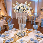 Acrylic Beaded 4-Tier Chandelier Centerpiece – 4ft Round Metal Floral Stand for Weddings and Events - thumbnail number 5