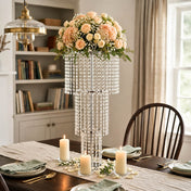 Acrylic Beaded 4-Tier Chandelier Centerpiece – 4ft Round Metal Floral Stand for Weddings and Events - thumbnail number 7