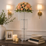 Acrylic Beaded 4-Tier Chandelier Centerpiece – 4ft Round Metal Floral Stand for Weddings and Events - thumbnail number 8