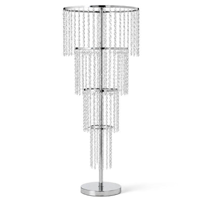 Acrylic Beaded 4-Tier Chandelier Centerpiece – 4ft Round Metal Floral Stand for Weddings and Events - thumbnail number 1