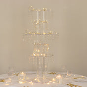 39" Tall 5-Tier Acrylic Chandelier Flower Stand with Hanging Crystals – Clear Table Centerpiece Display Tower - thumbnail number 2