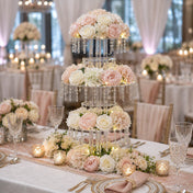 39" Tall 5-Tier Acrylic Chandelier Flower Stand with Hanging Crystals – Clear Table Centerpiece Display Tower - thumbnail number 2