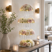 39" Tall 5-Tier Acrylic Chandelier Flower Stand with Hanging Crystals – Clear Table Centerpiece Display Tower - thumbnail number 7