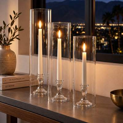 Glass Chimney Candle Shade 4" x 20" – Set of 12 - thumbnail number 7
