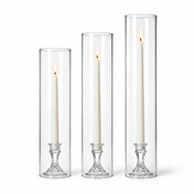Set of 3 glass chimney candle shades with lit taper candles - thumbnail number 3
