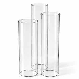Glass Chimney Candle Shade Set of 3 – Slim Candle Holders, 15", 17" & 19"