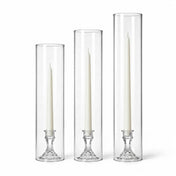 Set of 3 glass chimney candle shades with taper candles - thumbnail number 2
