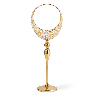 3ft gold metal candle holder stand with crystal beaded half moon basket - thumbnail number 1