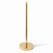 Assembled gold metal chandelier lamp stand with a round base and top cap - thumbnail number 1