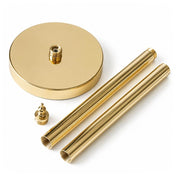 Gold metal lamp stand parts including a base, two poles, and a top cap - thumbnail number 2