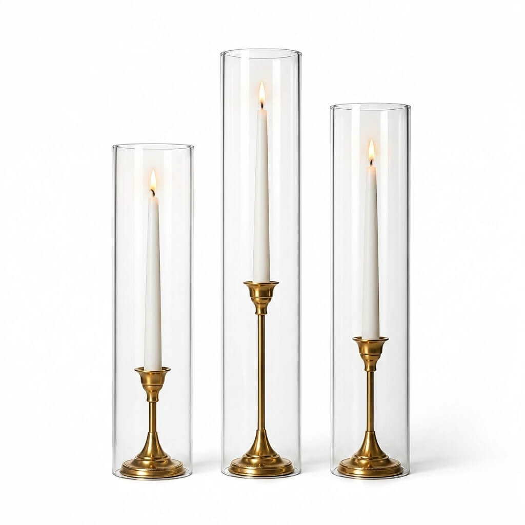 ベネチアン　ガラス製　2燈燭台 Richland Glass Chimney Candle Shade 16