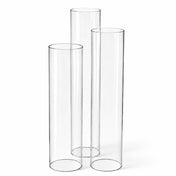 Three chimney glass candle shade cylinders in varying heights isolated on a white background - thumbnail number 1