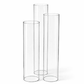 Glass Chimney Candle Shade Set of 3 – Slim Candle Holders, 15", 17" & 19"