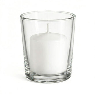 Richland Votive Candles & Eastland Clear Votive Holders Set of 12 - White - Unscented
