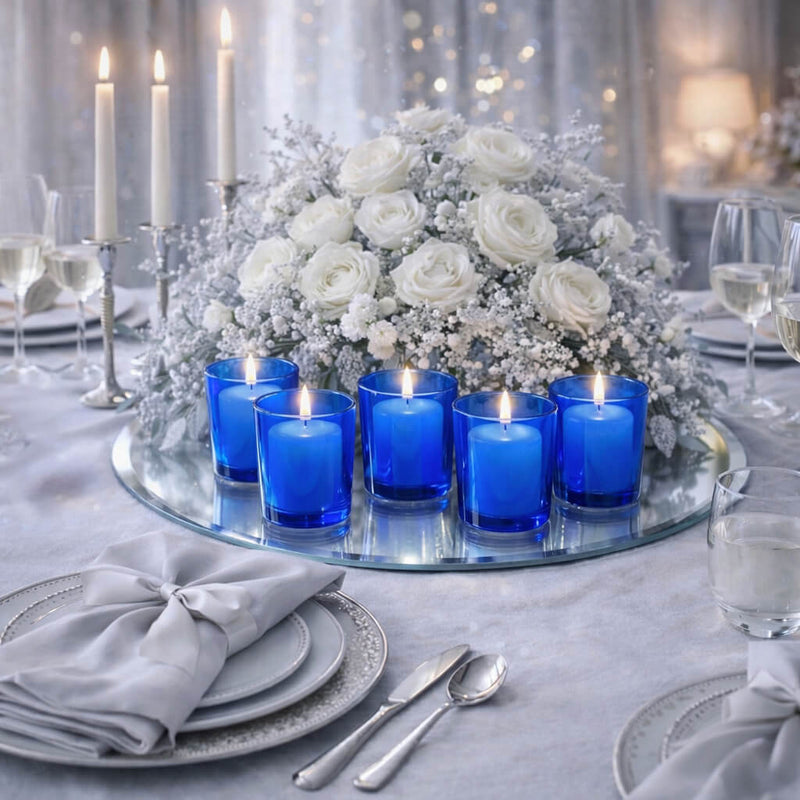 Richland Votive Candles & Eastland Colored Votive Holders Set of 144 - White - Citronella Scented - Blue Style - thumbnail number 4