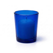 Blue glass holder with white unscented candle - thumbnail number 1
