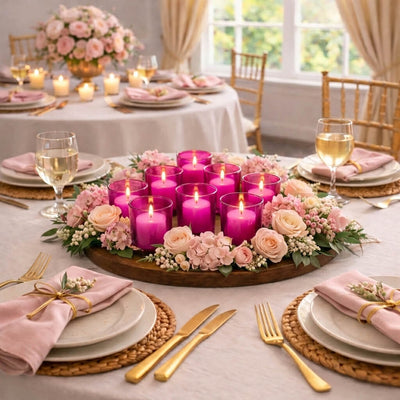 Richland Votive Candles & Eastland Colored Votive Holders Set of 144 - White - Fresh Laundry Scented - Pink Style - thumbnail number 5