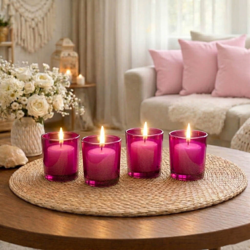 Richland Votive Candles & Eastland Colored Votive Holders Set of 144 - White - Fresh Laundry Scented - Pink Style - thumbnail number 6