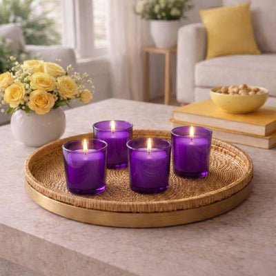 Richland Votive Candles & Eastland Colored Votive Holders Set of 72 - White - Citronella Scented - Purple Style - thumbnail number 6