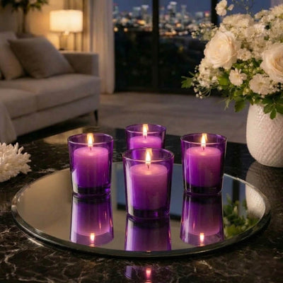 Richland Votive Candles & Eastland Colored Votive Holders Set of 72 - White - Citronella Scented - Purple Style - thumbnail number 7