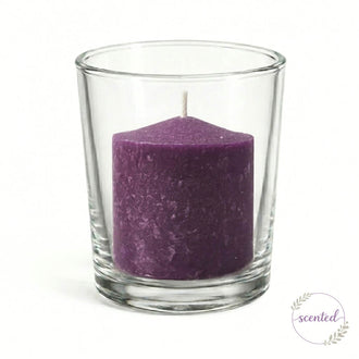 Richland Votive Candles & Eastland Clear Votive Holders Set of 12 - Purple - Mulberry Scented