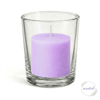 Richland Votive Candles & Eastland Clear Votive Holders Set of 12 - Lavender - Lavender Scented