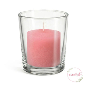 Richland Votive Candles & Eastland Clear Votive Holders Set of 12 - Pink - Gardenia Scented