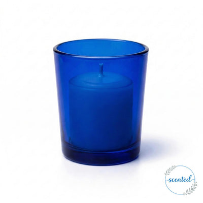 Fresh Laundry candle in blue glass candle container - thumbnail number 1