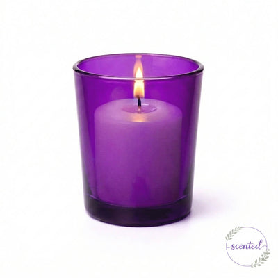 Richland Votive Candles & Eastland Colored Votive Holders Set of 72 - White - Citronella Scented - Purple Style - thumbnail number 2