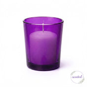 Fresh Laundry scented candle in purple glass votive holder - thumbnail number 1